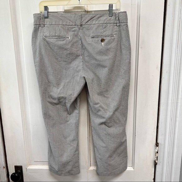 tommy hilfiger women's 10 navy pin stripe capri capris seer sucker - Picture 2 of 6